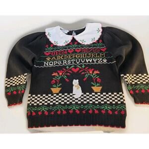 Vintage Sweaterloft Women's Medium Sweater Handknit Embroidered 1980's Patterned